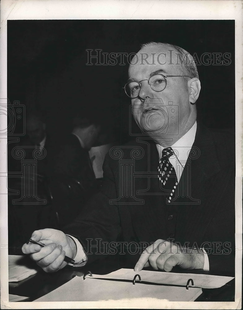 1947 Secretary Treasury John Snyder opposes any income tax cuts - Historic Images