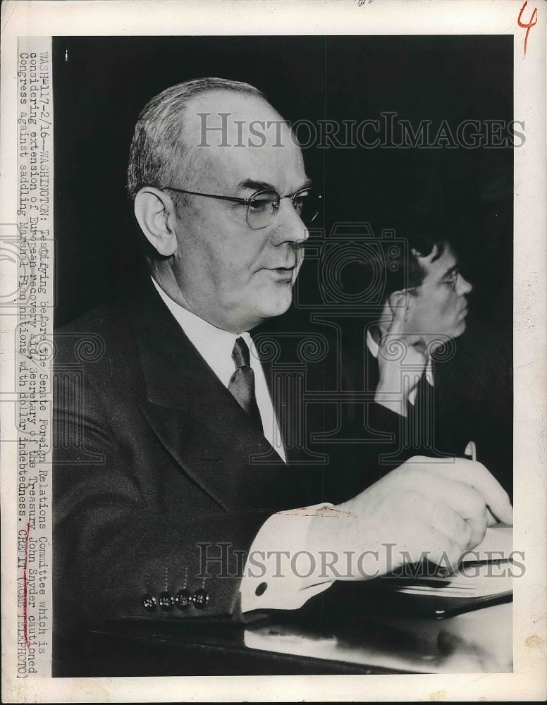 1949 Press Photo Sec. of the treasury John Snyder at Congress - Historic Images