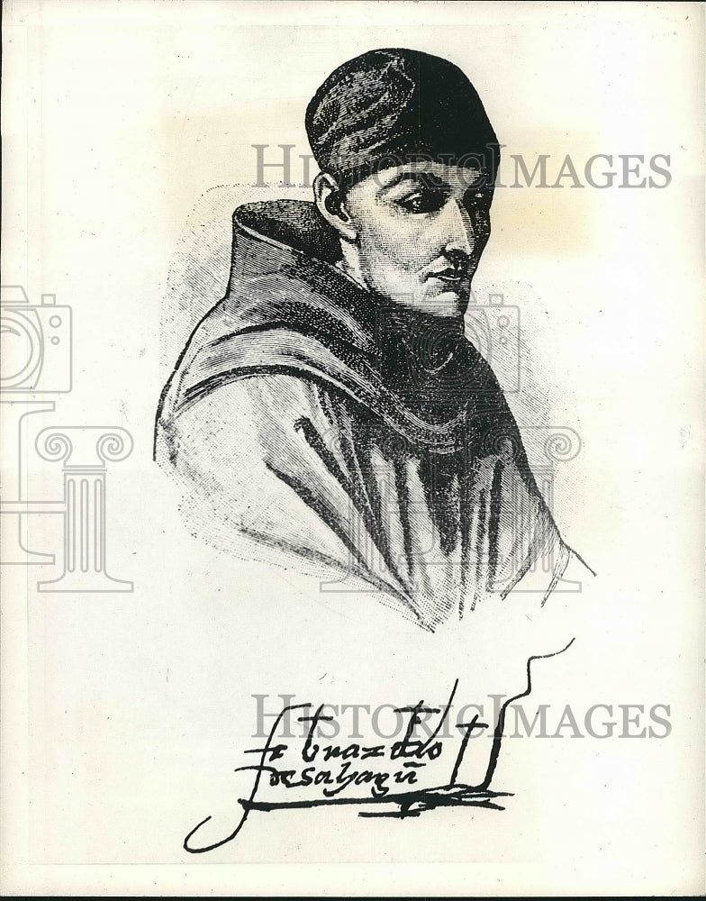1939 Friar Bernadino Sahagun oil painting  - Historic Images