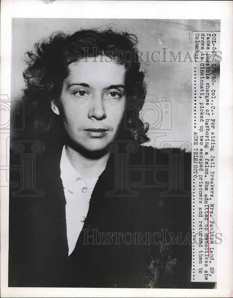 1950 Mrs. Pauline Land after being arrested  - Historic Images