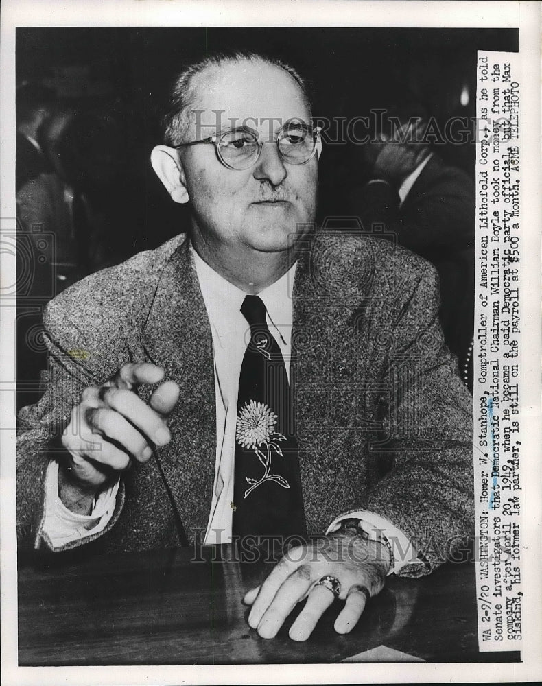 1951 Press Photo Homer Stanhope of the American Lithofold Corporation - Historic Images