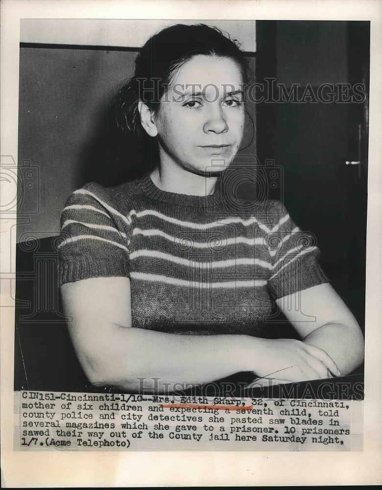 1950 Press Photo Mrs. Edith Sharpe after being arrested - nea71870 - Historic Images