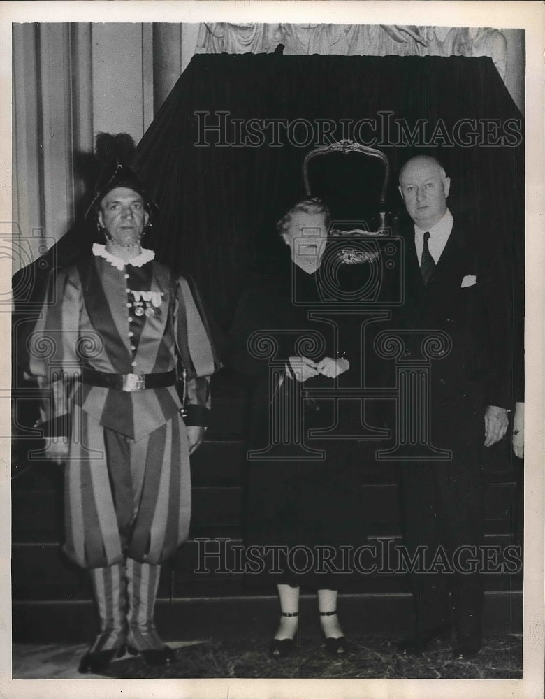 1949 Former U.S. Cabinet member James Farley and wife at Italy. - Historic Images