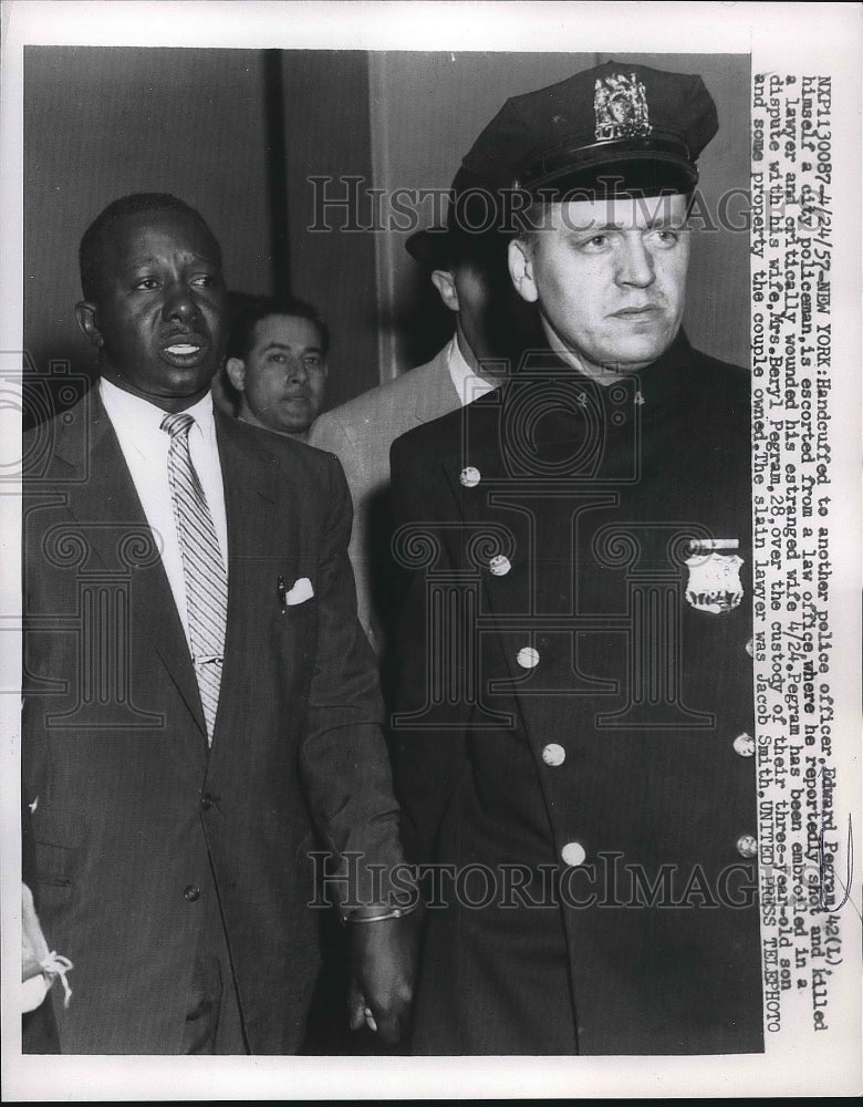 1957 Press Photo Police Officer Edward Pegram arrested for killing a lawyer.-Historic Images