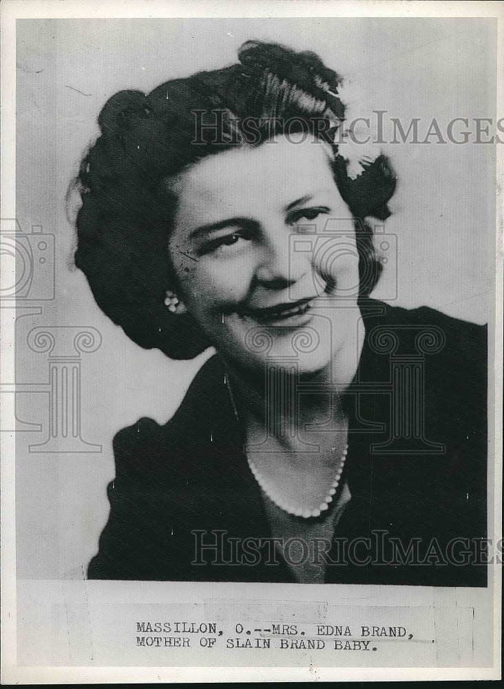 1947 Press Photo Mrs. Edna Brand after her baby was slain - nea72000 - Historic Images