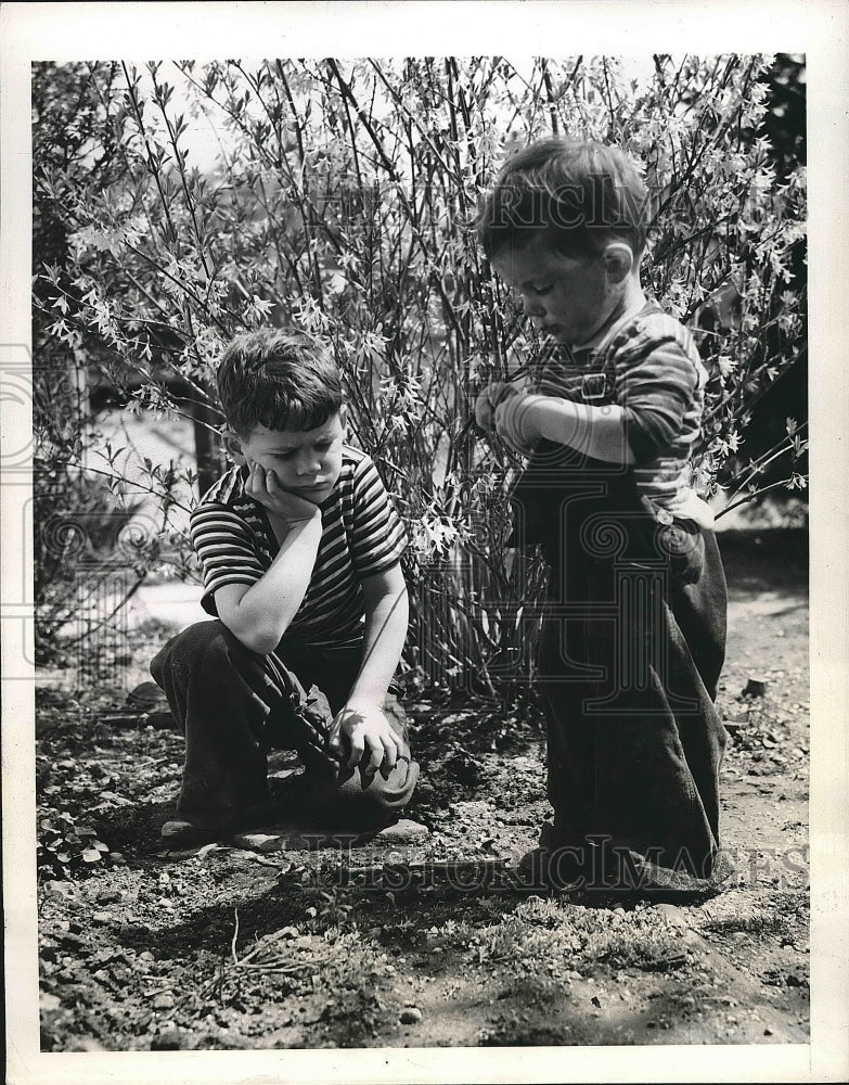 1941 Press Photo David and Denis playing in the garden - nea72025 - Historic Images