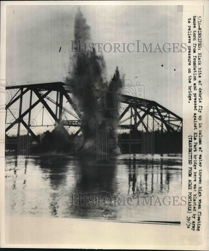 1950 Press Photo House Torn from Foundation Blown up Due to Pressure on Bridge - Historic Images