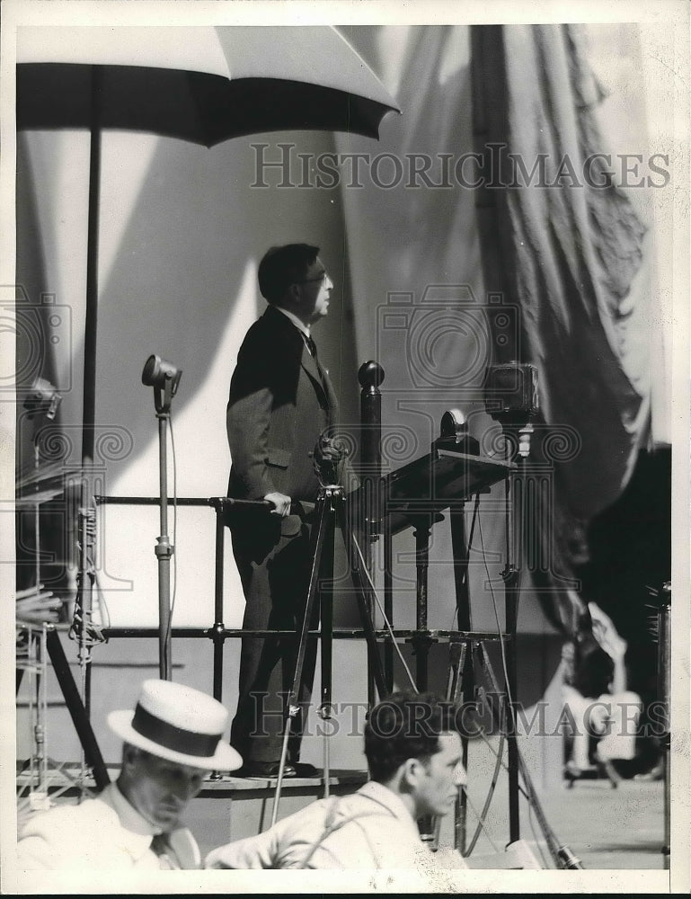 1935 Press Photo Rupert Hughes speaker for Will Rogers funeral - Historic Images