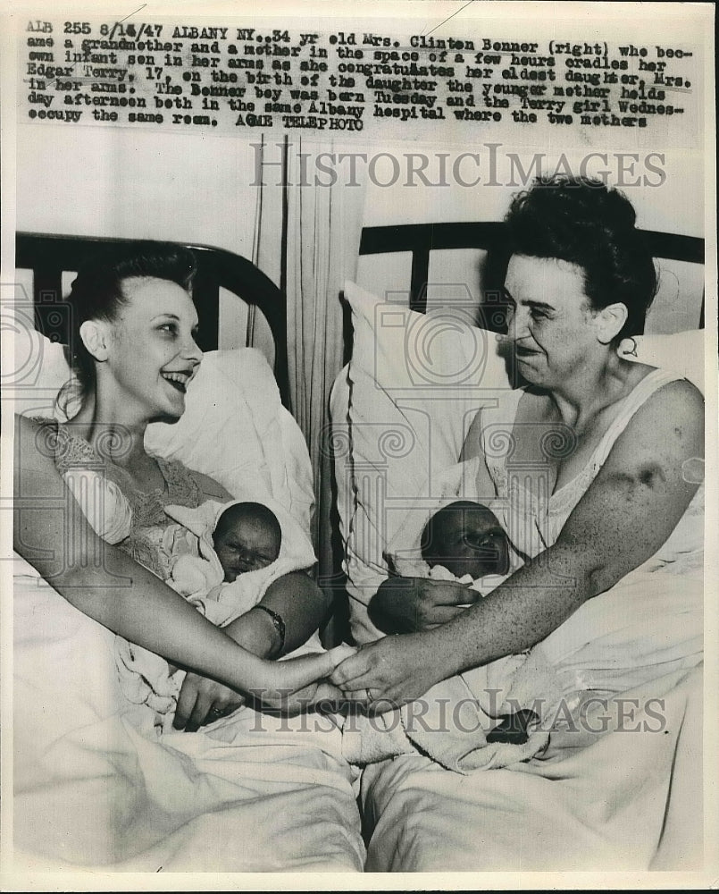 1947 Mrs ClintonBenner, Mrs E Terry & new babies  - Historic Images