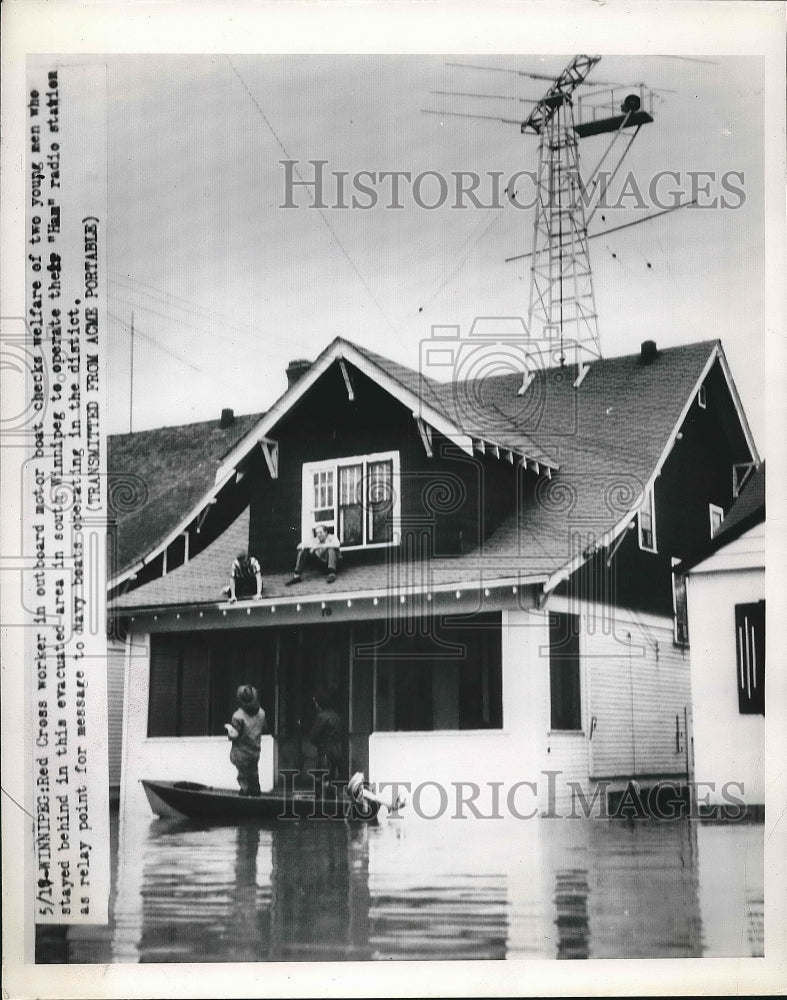 1954 Red Cross workers checking on house after flood  - Historic Images