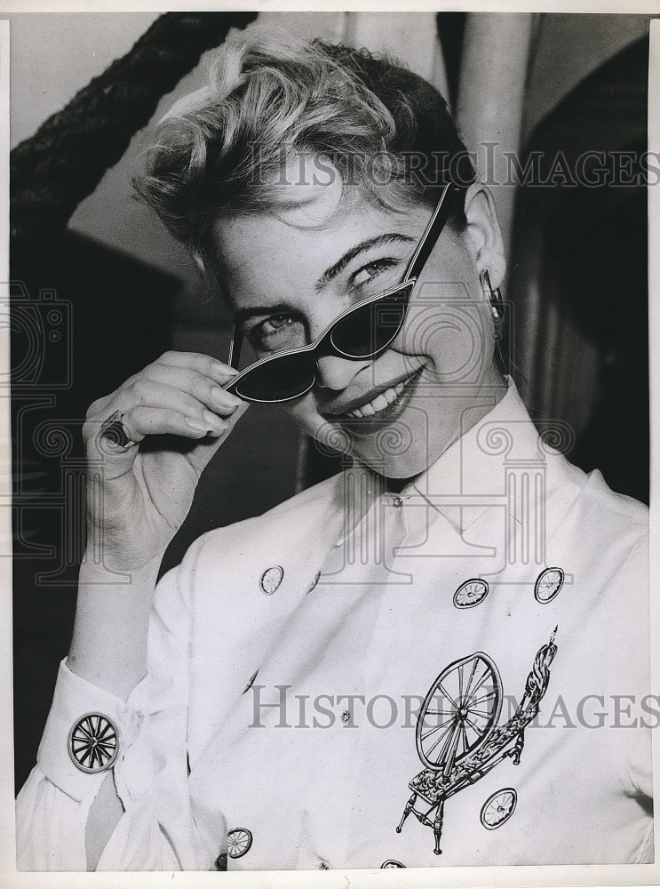 1958 Lillian Rygaard in a fancy blouse  - Historic Images