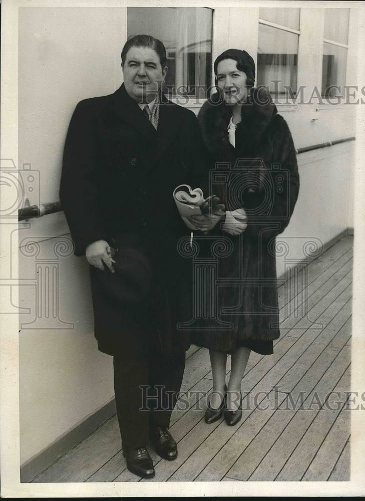 1931 Press Photo Mr. Gilbert Miller prominent theatrical producer and his wife - Historic Images