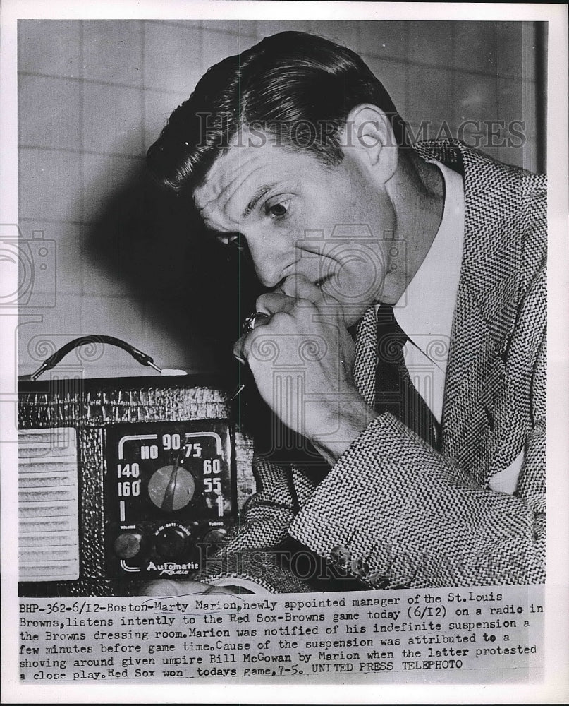 1952 Marty Marion manager of the St. Louis Browns  - Historic Images