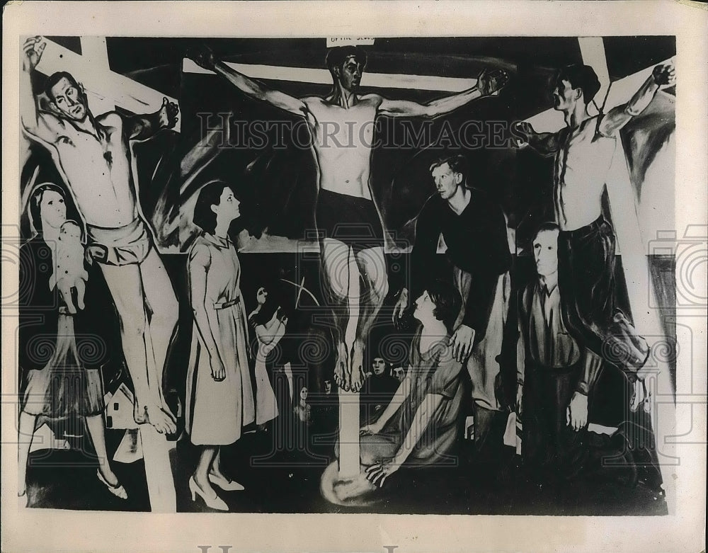 1938 A mural at Methodist Episcopal church  - Historic Images