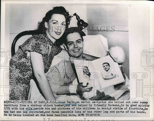 1951 Aerial Navigator James Smith in Hospital Bed after Being Shot - Historic Images