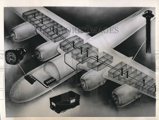 1945 Gas gauge installation for military aircraft  - Historic Images