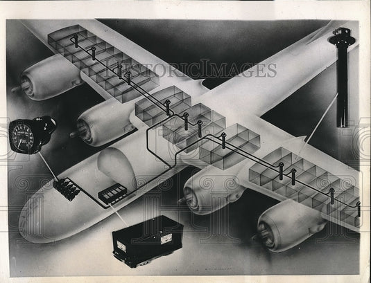 1945 Press Photo Gas gauge installation for military aircraft - Historic Images