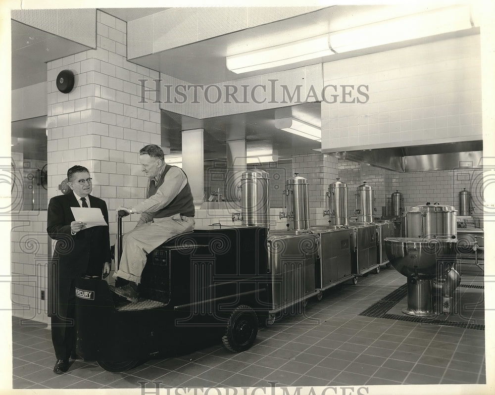 1958 Allegheny County Hosp. JJ Hayden &amp; JF Halpern &amp; food train - Historic Images