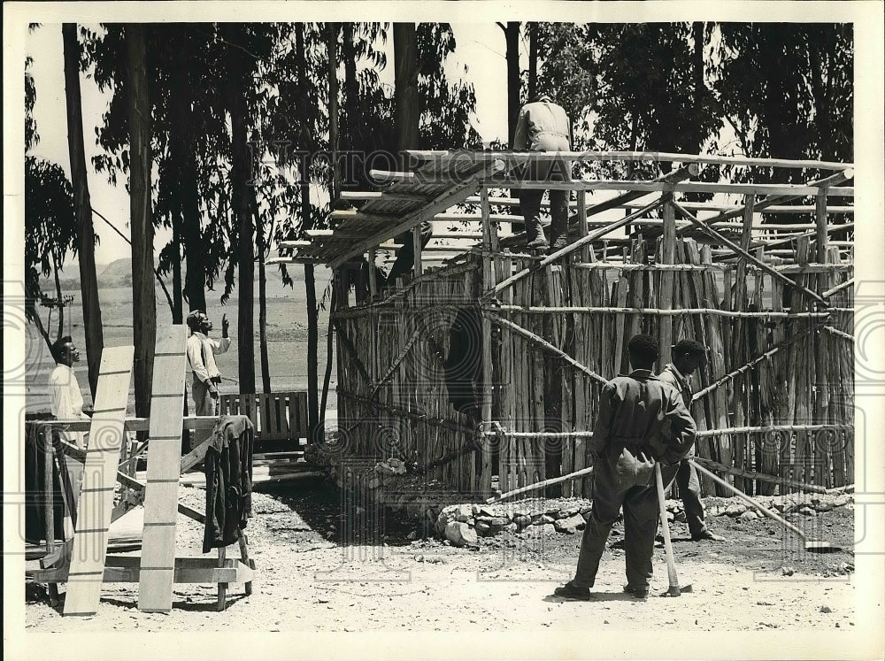 1937 Students building a carpentry shop in Ethiopia  - Historic Images