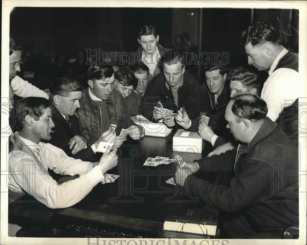 1936 Jobless Playing Cards Waiting for Relief Action from Assembly - Historic Images