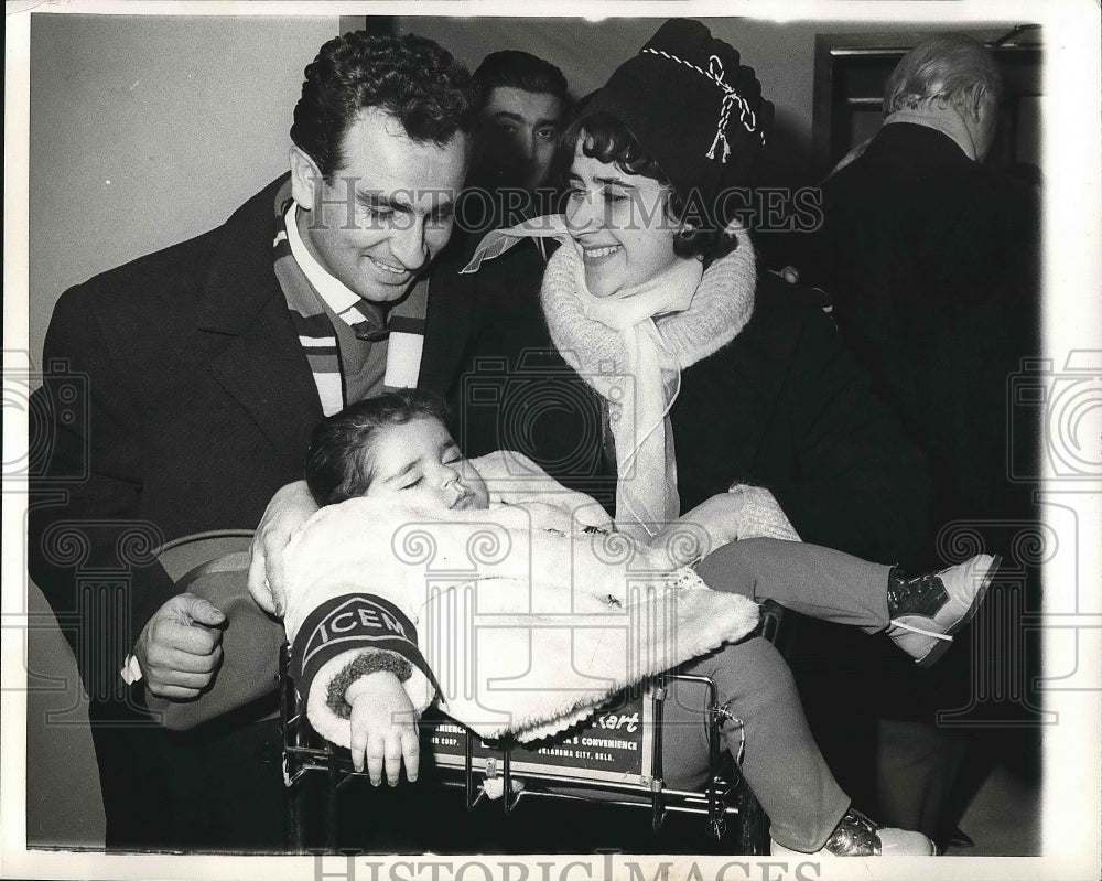 1966 Netherlands Refugee Child Arriving in New York with Parents - Historic Images
