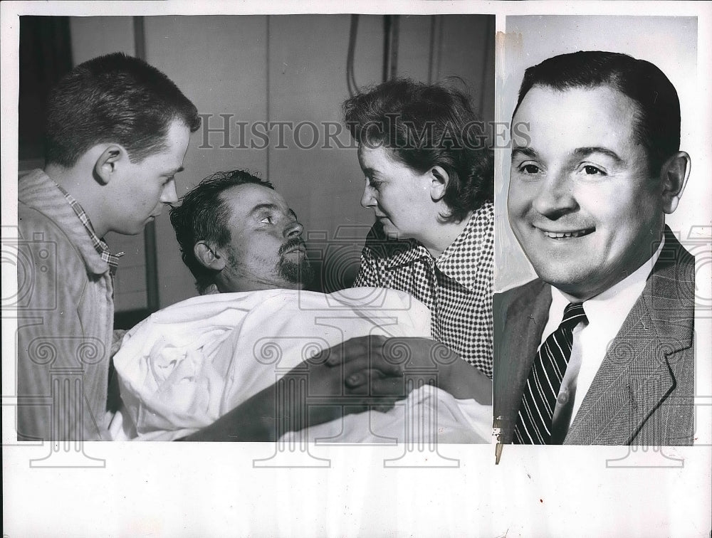 1956 Press Photo John Paciorek Larry Mary St Alexis Hospital Tornado Victim - Historic Images