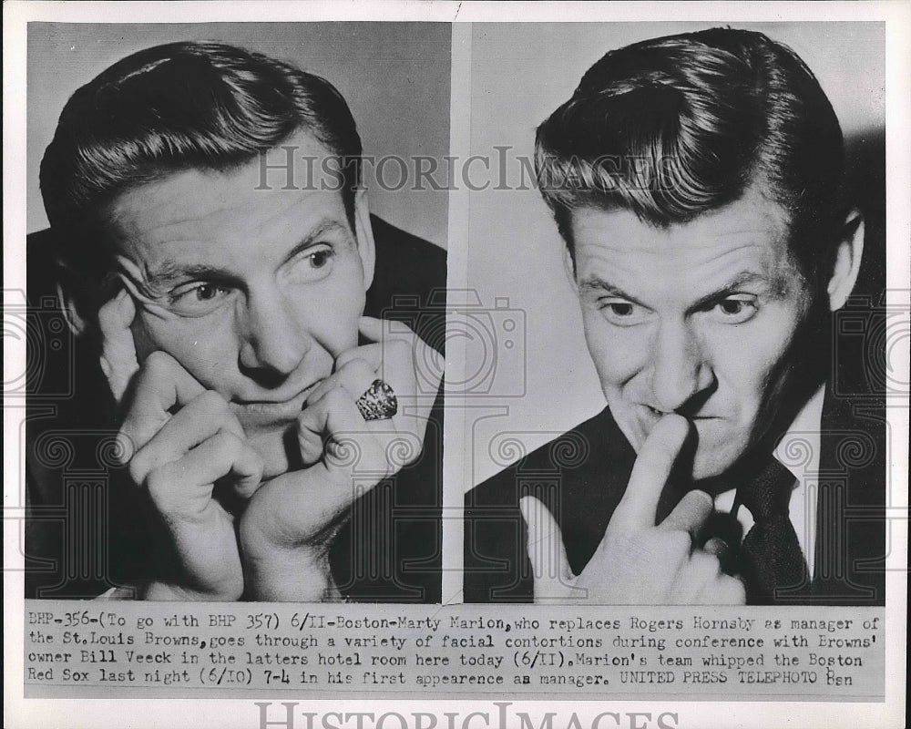 1962 Press Photo Boston Marty Marion Rogers Hornsby St Louis Browns Manager - Historic Images