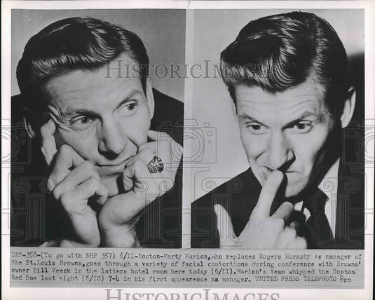 1962 Press Photo Boston Marty Marion Rogers Hornsby St Louis Browns Manager - Historic Images