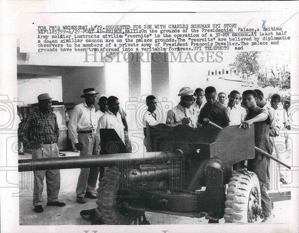 1959 Haitian Army Soldier Instructs About 37 - Historic Images
