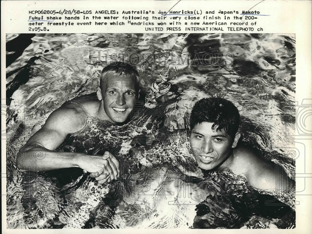 1958 Australia&#39;s John Henricks &amp; Makato Fuki Of Japan  - Historic Images