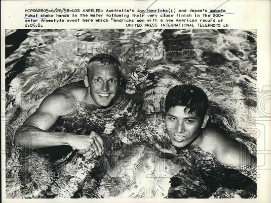 1958 Australia's John Henricks & Makato Fuki Of Japan  - Historic Images