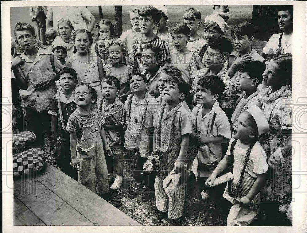 1947 Group of orphan children entertained by the Orphan&#39;s Automobile - Historic Images