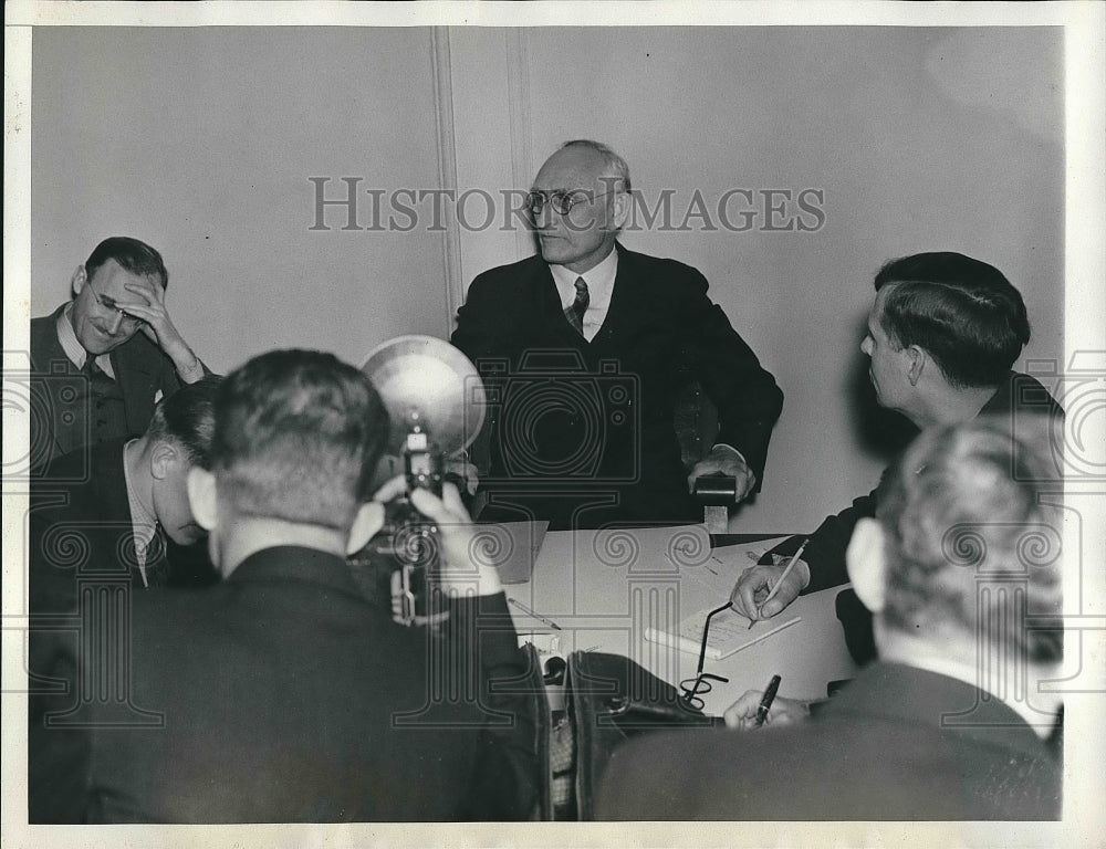 1938 Chairman Arthur E, Morgan of the TVA at press conference - Historic Images