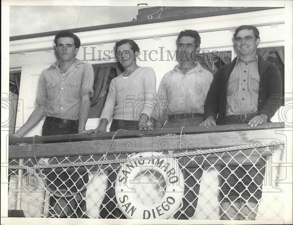 1934 Press Photo John Lue, Manuel Drummond, John Relevo and August Silva fishers - Historic Images