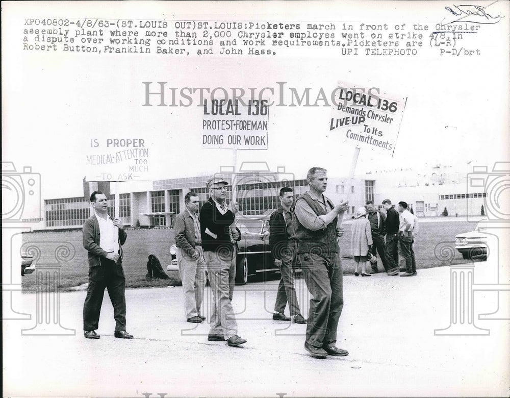 1963 Picketers at St Louis, Mo Chrysler plant  - Historic Images