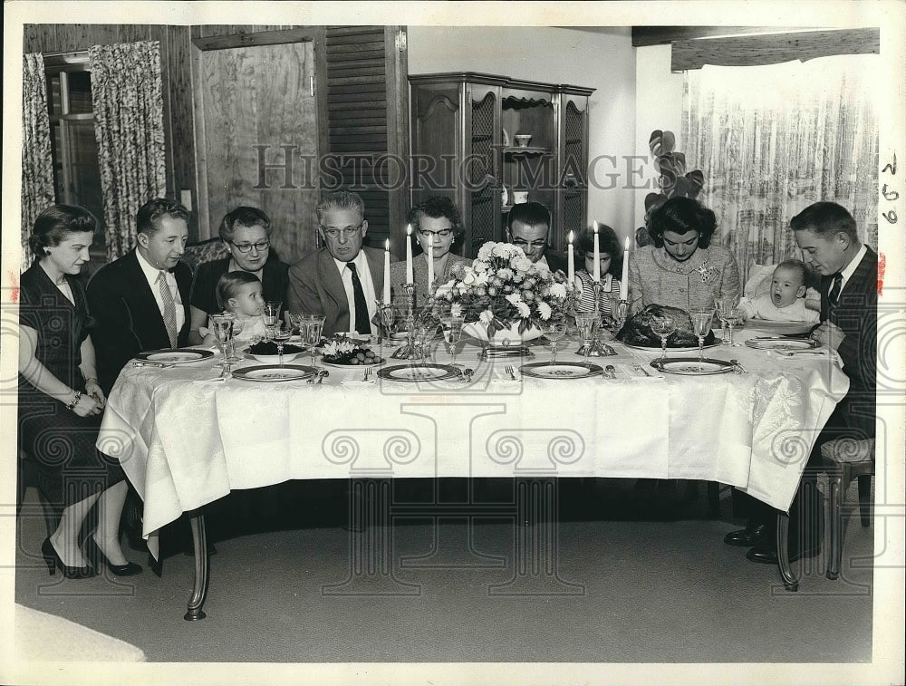 1956 Press Photo A Thanksgiving dinner being celebrated - nea73490 - Historic Images