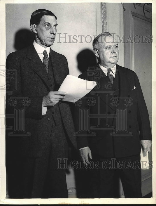 1933 Press Photo Dr. Ray Lyman Wilbur Secretary of Interior Dr. Dean Lewis - Historic Images