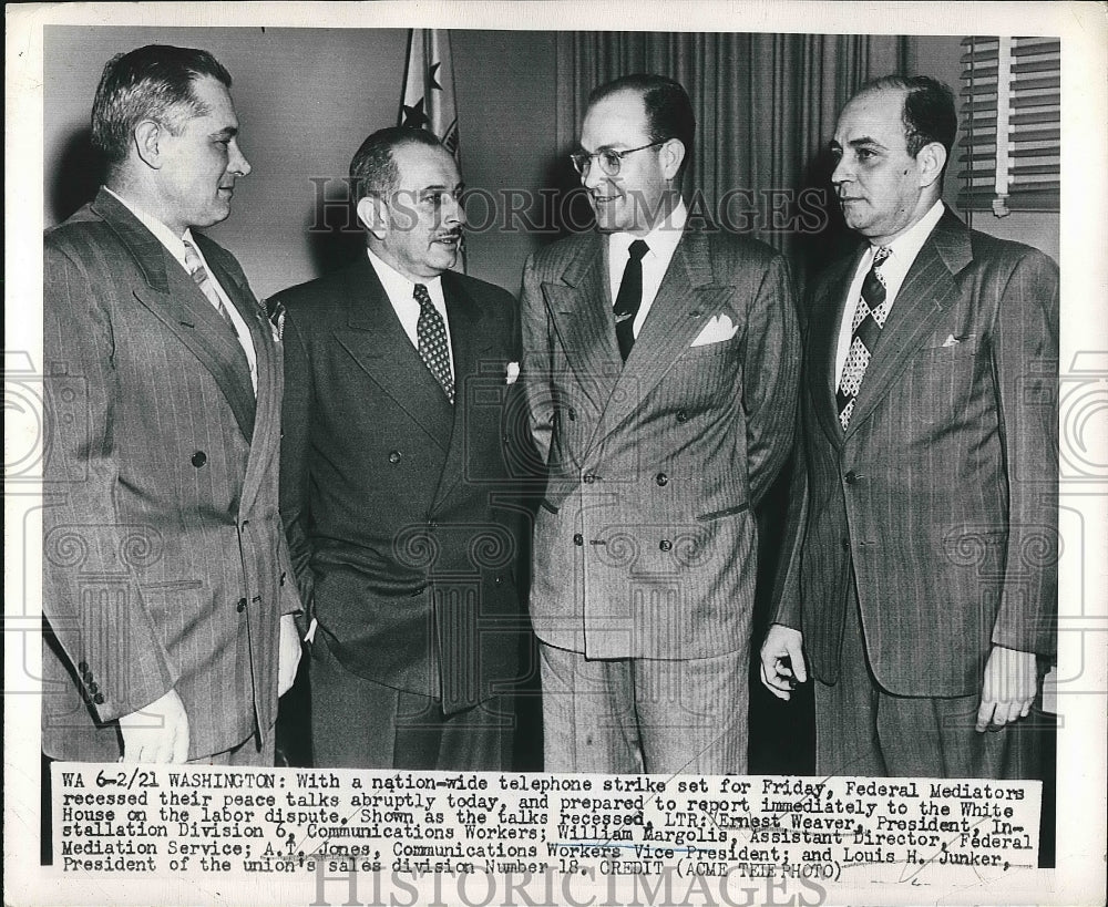 1950 Press Photo E Weaver, Wm Margolis,AT Jones,LH Junker , Federal Mediators - Historic Images