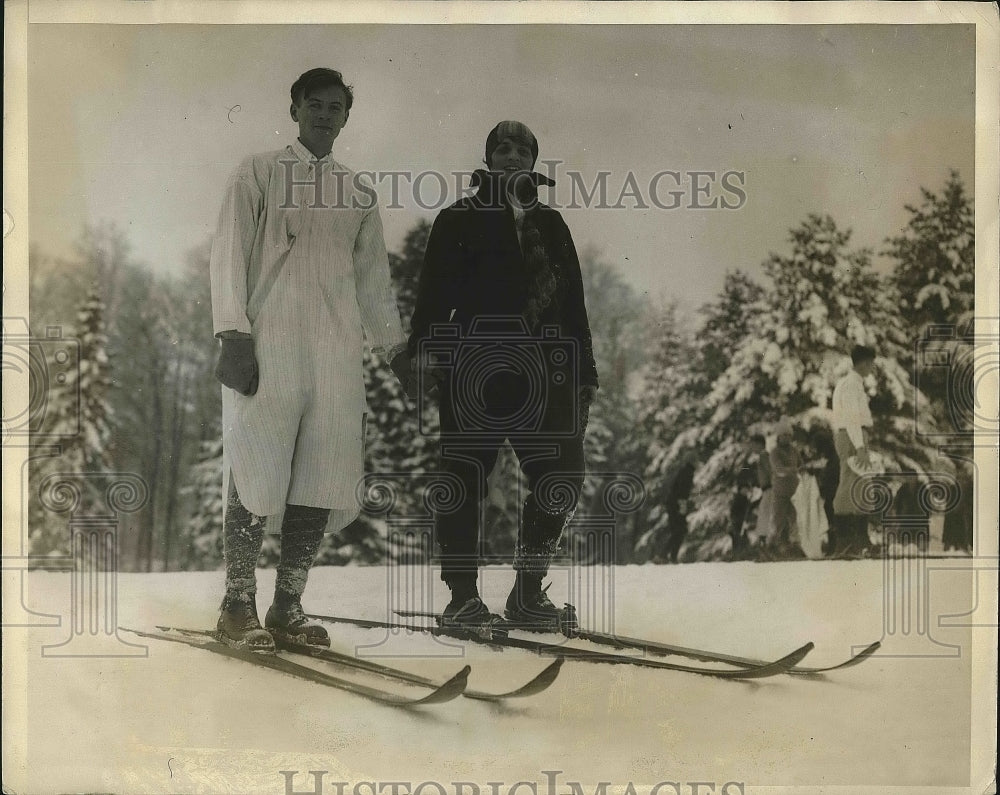 1927 Paul B King, Jr., Marjorie H Bartholomew, Ski Race, Lake Placid - Historic Images