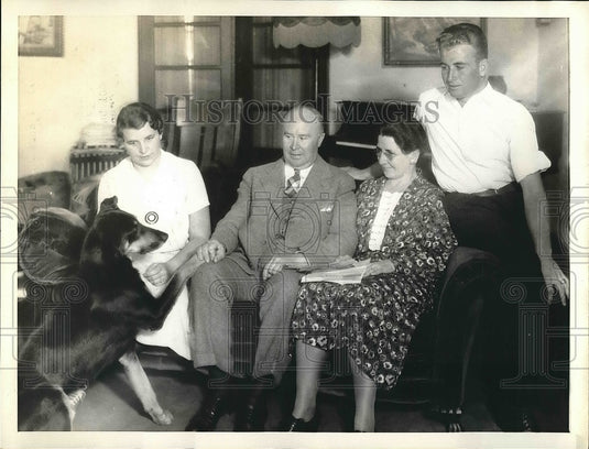 1936 Press Photo Evelyn Daughter, Vierling Kersey Sr., Mrs Kersely, Vierling Jr. - Historic Images