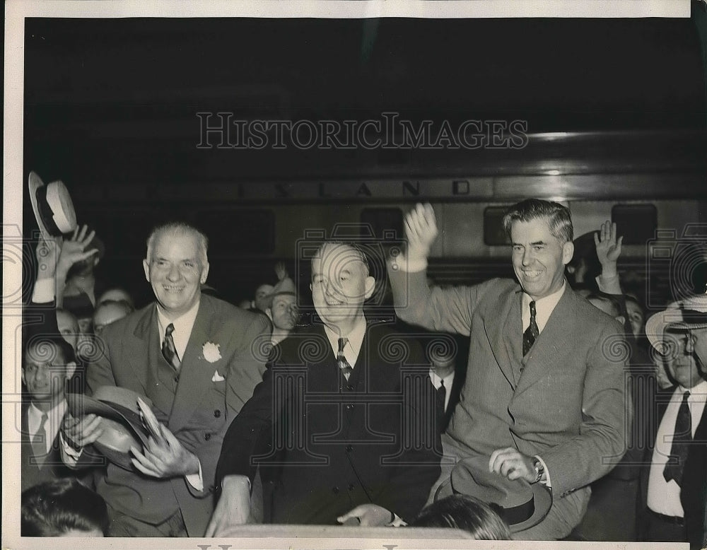 1940 Press Photo Des Moines, Iowa, Rep M Jones, E Flynn &amp; HA Wallace for VP - Historic Images