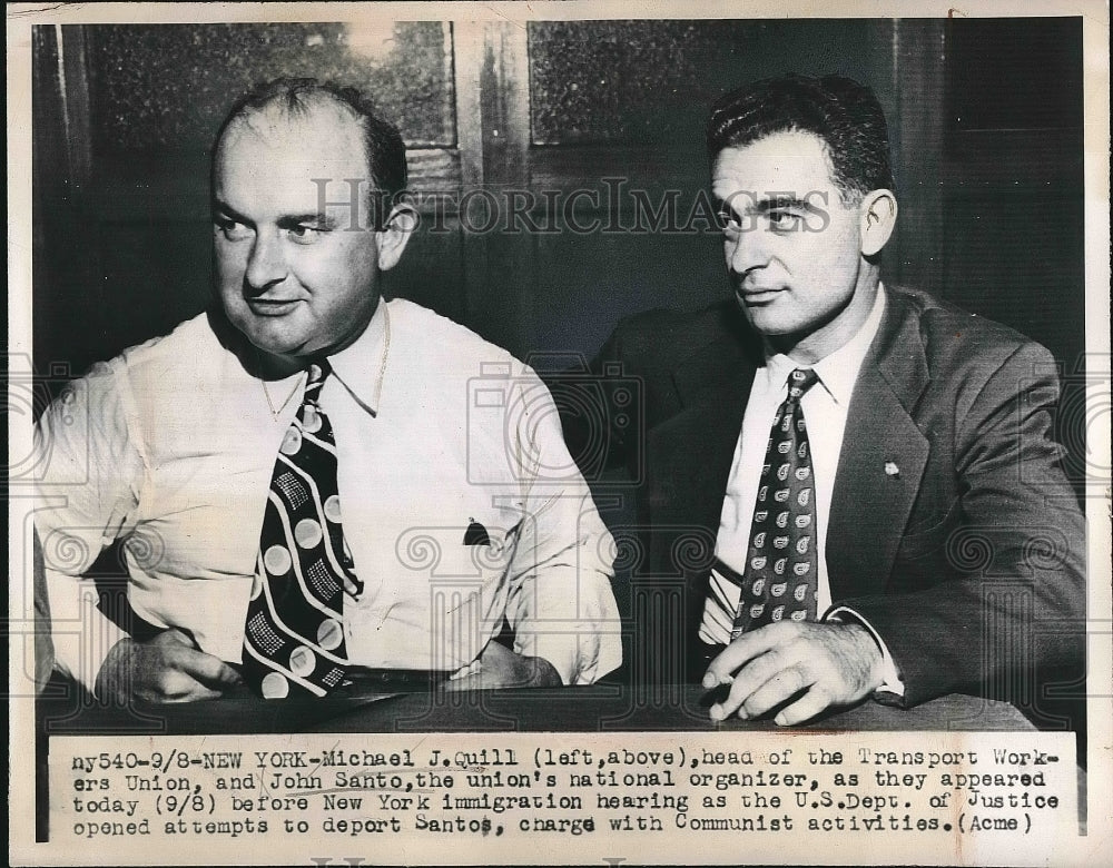 1947 Press Photo Michael J. Quill, head of the Transport Workers Union &amp; John - Historic Images