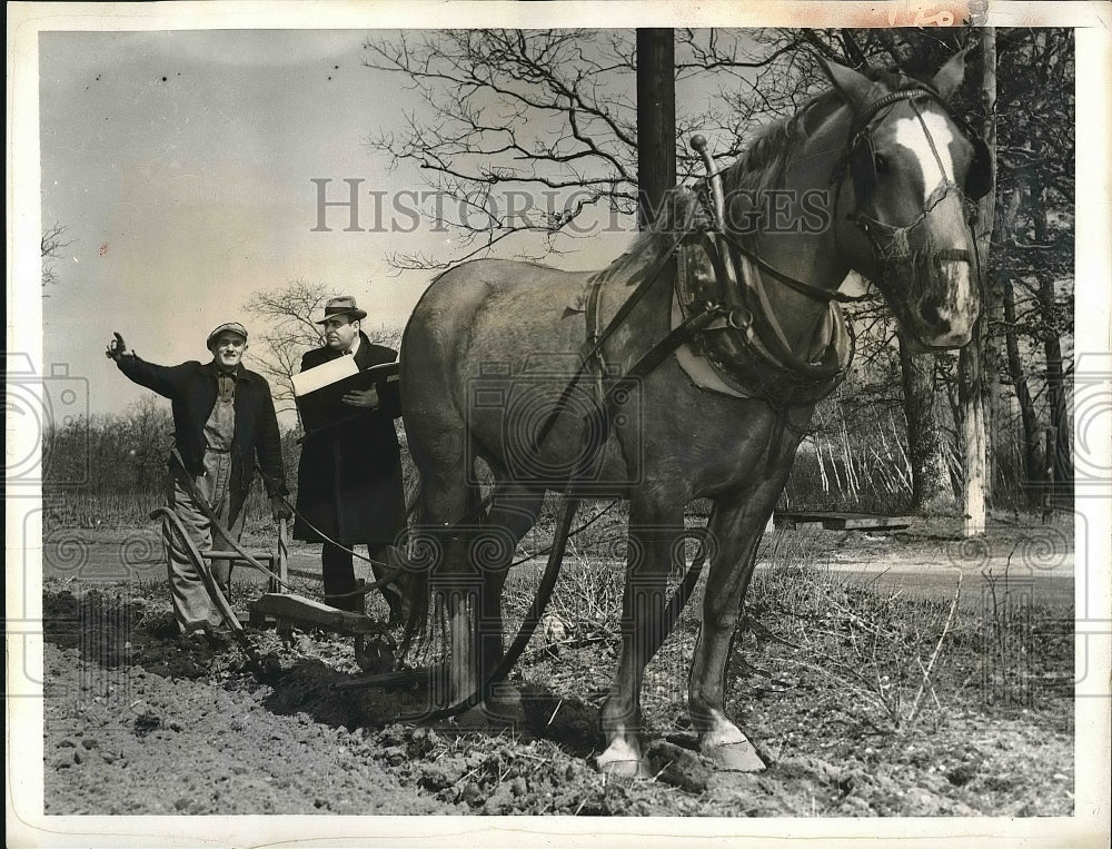 1940 Farmer Steven Olish and Census taker Fred Wilson.  - Historic Images