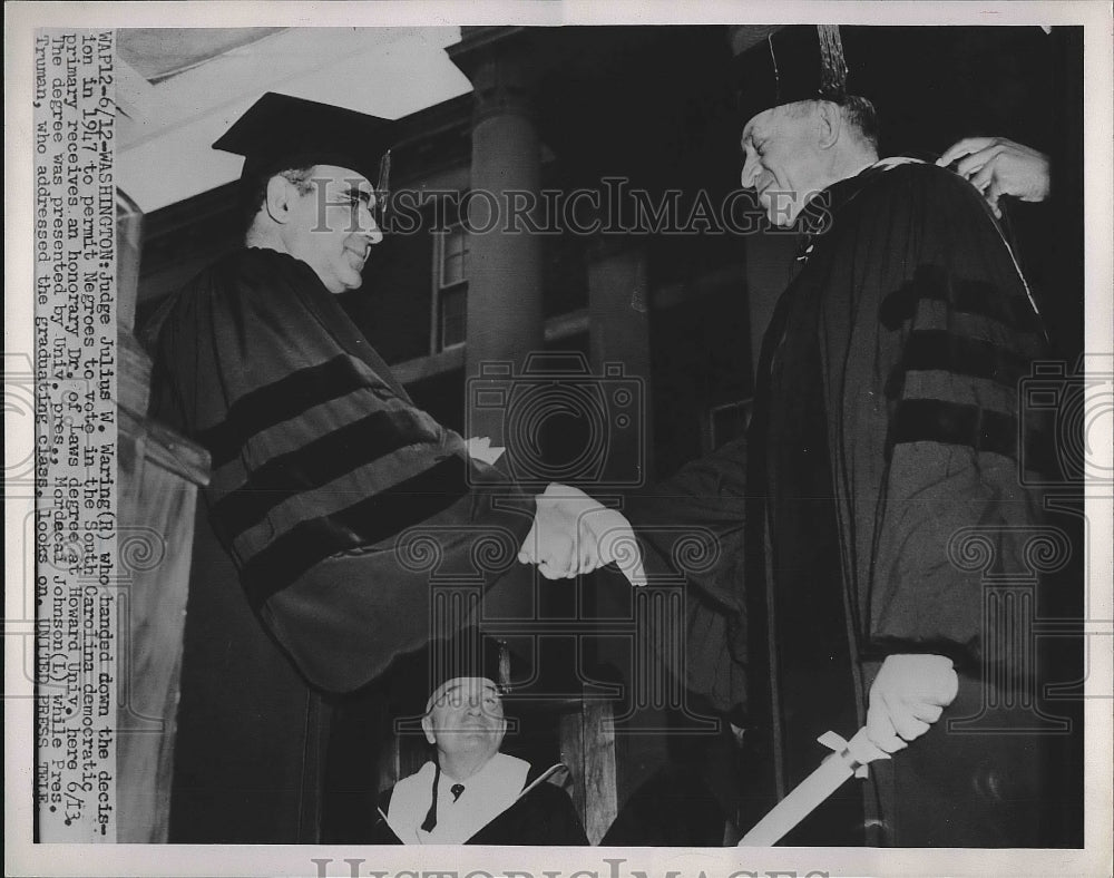 1962 Judge Julius Waring Receives Doctorate of Law From Howard Univ. - Historic Images