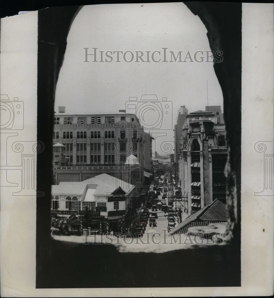 1933 Press Photo View from a Santa Cruz Church of a market street - nea74151 - Historic Images