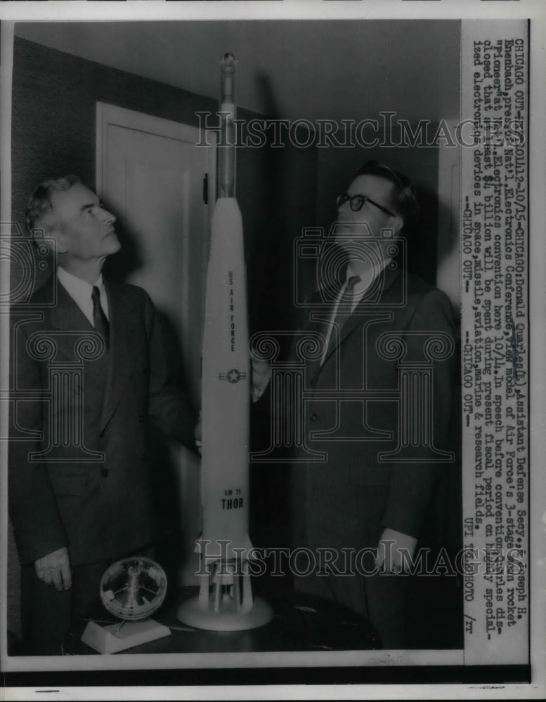 1958 Donald Quarles Asst. Defense Sec. and Joseph Enenbach at Event - Historic Images