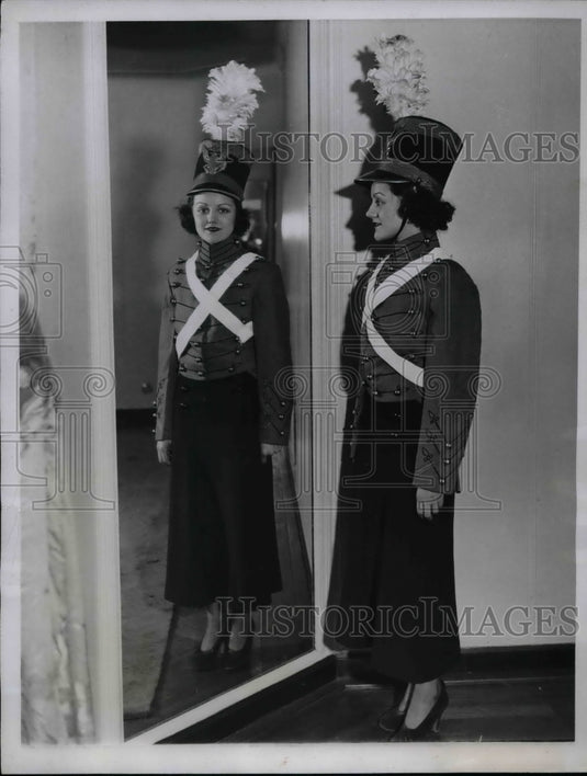 1934 Jean Power in Military Costume for President's Birthday Ball - Historic Images