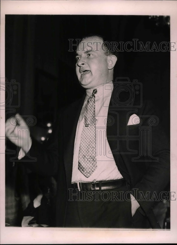 1938 Press Photo Pres.Michael Quill of Transport workers of American in Conf. - Historic Images