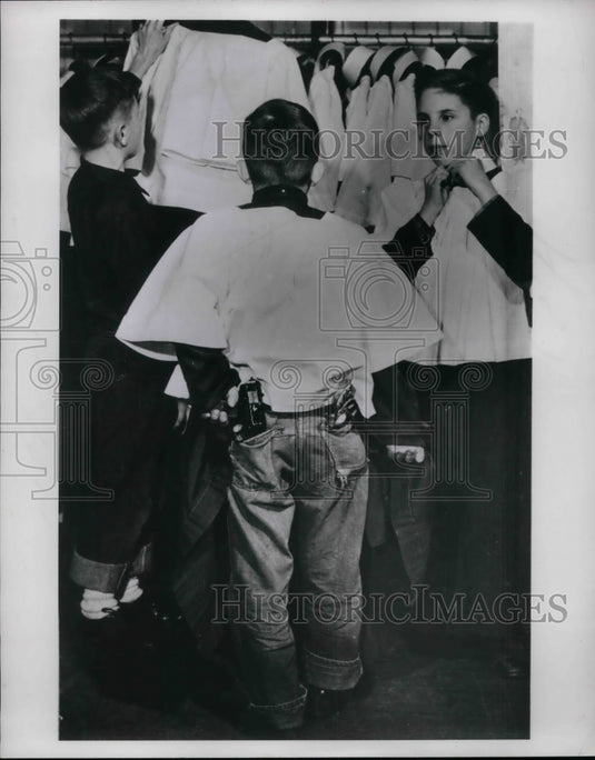 1953 Church Choir Boys change their clothes.  - Historic Images