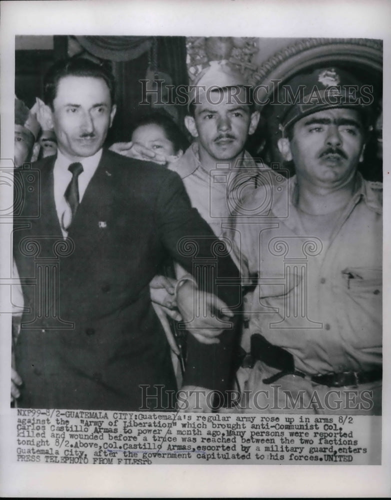 1954 Press Photo President Carlos Castillo of Guatemala - Historic Images